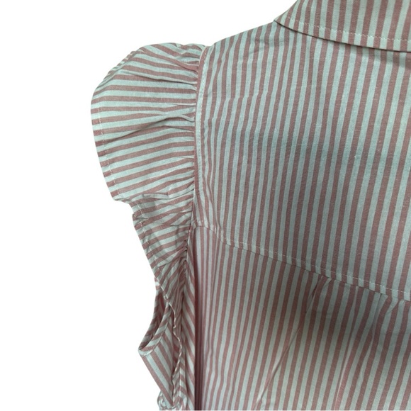 NWT 100% Cotton Pink and White Striped Dress with Ruffle Sleeve size Large - Picture 4 of 5